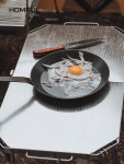Homful 스테인레스 풀스텐 폴딩 접이식 캠핑 테이블 사이드 보조테이블 마이테이블 : 달리는 무한상사