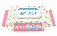 리빙 퓨어 네이처물티슈 캡형 100매  6팩 : 리빙라이프스토어