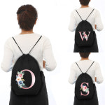 drawstring 가방 체육관 파우치 가방 핑크 편지 인쇄 배낭 여성 휴대용 쇼핑 패션 사용자 정의 학교 신발 가방 소녀 : 웹월드