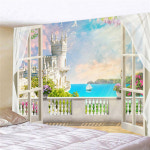 페이크 창문 갤러리 가짜 한옥 전통 가창호 걸개 기숙사 침실 배경 벽 장식 담요 방 : 아시아플러스