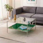 모듈 강화 유리 거실 테이블 미드센츄리 모던 소파 티 커피 낮은 투명 좌탁 인테리어 선반 : 로라우드