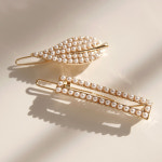 제이로렌 H0293 나뭇잎 직사각 포인트 진주 헤어딱핀 : 제이로렌