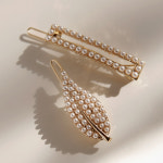 제이로렌 H0293 나뭇잎 직사각 포인트 진주 헤어딱핀 : 제이로렌