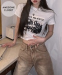 레이디 유니크 데일리 반팔크롭탑 (블랙,화이트) : 어썸클로젯