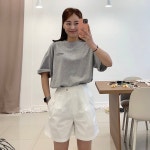 반팔 티셔츠 프린팅 레터링 면 라운드 여성 티 오버핏 : 시즈에트