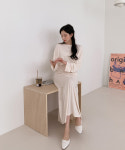 라라스텔라 [자체제작] 프란시스 크롭 티셔츠&원피스 SET (3colors) 여성 롱 슬림핏 데일리룩 : LALASTELLA