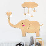 유치원게시판꾸미기 우드스티커 구름과코끼리 반제품 인테리어포인트스티커 : 코스캣