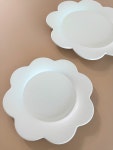 꽃접시 빈티지 화이트 플라워 플레이트 인스타그릇 디저트 설렘창고 : 설렘창고