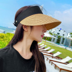 [지아네세탁소] 배색밀짚썬캡 모자/라탄모자/여성모자 : 지아네세탁소