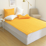 끈적임없는 쿨시어서커 미드썸머 여름 고정밴딩 누빔침대패드 SS카라멜피치 : taccatacca