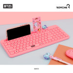 아이패드 키보드 캐릭터 블루투스 태블릿 무소음 pc노트북 휴대용 귀여운 키보드 BT21망 : 청춘잡화상