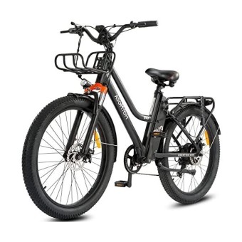 성인용 전기 자전거, 350W 26 3.0 타이어 20MPH 36V 10AH 크루저 City Ebike 여성 남성, 해변 쇼핑을 위한 화물 바구니가 있는 도시 통근 자전거 : csy shop