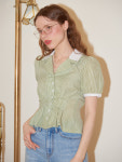 [살롱드욘] 빈티지 체크 블라우스_ 2 컬러  [Vintage Check Blouse_ 2 Colors] : 살롱드욘