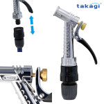TAKAGI 분사기 1128 (메탈 암S/일반호스용) 스텐바디 커넥터포함/호스노즐 물분사기 살수기 물뿌리개 : 성도엘엔티
