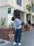 유니섹스 와이드 밴딩 얇은 여름 플리츠 팬츠 냉장고바지 블랙 오레오 차콜 : 플라뇌르모드