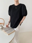 퍼프티셔츠 어깨퍼프티 퍼프반팔티 5부 긴팔 빅사이즈 : GREENGREEN