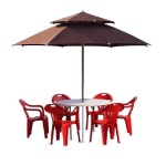 야외용 테이블 세트 6인용 파라솔 편의점테이블 카페야외테이블 : G9G9MARKET