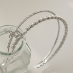 제이로렌 진주 큐빅 리본 일자 얇은 고급 헤어밴드 H0810 : 제이로렌