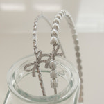 제이로렌 진주 큐빅 리본 일자 얇은 고급 헤어밴드 H0810 : 제이로렌