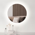 김서림방지 원형 조명 거울 화장대 욕실 벽거울 쇼핑몰 모텔 호텔 화장실 벽걸이거울 : 미르바스