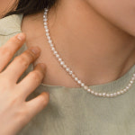 미니 클래식 라운드 천연 담수진주 목걸이 : 브랜덴