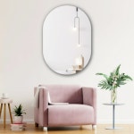 김서림방지 타원형 조명 거울 화장대 욕실 벽거울 쇼핑몰 모텔 호텔 화장실 벽걸이거울 : 미르바스