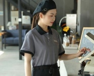식당 레스토랑 상점 웨이터 옷 종업원복 작업복 면 티셔츠 카페 밀크티 종업원 작업복 반팔 : 상큼러브