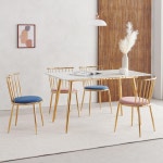 골드앤화이트 명품 대리석 4인용 식탁+체어 세트 / 편한 요즘 심플 홈카페 : 자르파라