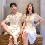 6color 여름 커플잠옷 반팔 원피스 실크 잠옷 빅사이즈잠옷[110까지] : 허니나이트