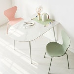 반타원 테이블 1200 식탁 1인용 확장형 화이트 낮은 2인 세트 세라믹 유광 : 니들리히모인