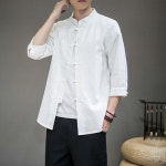 남성용 7부 여름 린넨 셔츠 남방 차이나 남성 리넨 셔츠 여름 차이나 면 린넨 7부 셔츠 : 헛슨 하우스