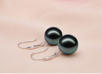 해수진주귀걸이 담수 12-13  남해 금 925 스털링 실버 이어 후크 천연 : 1 행복나무가 있는 집