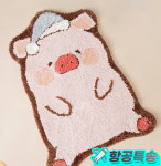 루루 돼지 러그 발매트 LULU the piggy 핑크 아기돼지 현관 화장실 주방 : 몽그레이스