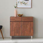 북유럽 다용도 장식장 미닫이 선반 안방 거실 주방 현관 좁은 집 공간 거치대 작은 폭 협탁 낮은 원목 우드 나무 여닫이 미니 양문 도어 서랍 2단... 