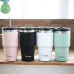 위클린 빨대 품은 텀블러 스텐손잡이 빨대내장형 600ml 블랙 : 넥스코
