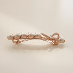 제이로렌 진주 큐빅 명품 포인트 리본 헤어자동핀 : 제이로렌