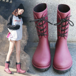 레인부츠 여름 여성 앵글 장화 린넨 부츠 bandage water shoes women 레인 mid calf 2021 new female pvc boots 방수 for 23 : 누구나... 