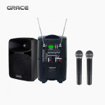 GRACE 그레이스 EG-210 이동식 휴대용 충전식 앰프 스피커 2채널 무선마이크세트 : 새롬사운드
