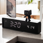 플라이토 우드 인테리어 LED 탁상시계 전자 무소음 디지털 알람 책상 협탁 침실 대형 38cm 오블롱 : 지성아이엔씨