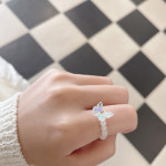 화이트 캣츠아이 나비반지 : 델레비나