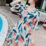 체형 커버 호텔 수영장 비키니 원피스 세트 비치룩 : 투앤