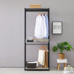 모던 2단 시스템 행거 드레스룸 옷방 인테리어 철제 튼튼한 높은 스탠드 긴옷 옷장 옷걸이 : 로라우드