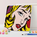 DIY페인팅 명화그리기-POP ART (헤어리본 미녀) 유화 색칠 그림작품 25x25 : 퍼즐페인팅