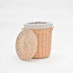 빈티지 원형 라탄바스켓 빨래 세탁 바구니 뚜껑 덮개형 손잡이바구니 다용도 대형 햄퍼SML : 샾메이트