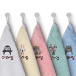 어린이집수건 고리 손수건 유치원 이름자수 5매 1세트 스마일 미니 : 라임수건