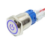 19파이 메탈 푸쉬 스위치 전원마크 플랫형 블루 LED 6V/12V/24V : 일렉솔루션EST