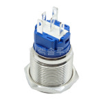 19파이 메탈 푸쉬 스위치 전원마크 플랫형 블루 LED 6V/12V/24V : 일렉솔루션EST