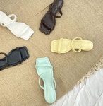 [모브딜라잇shoe] 스퀘어 투 라인 뮬 슬리퍼 (5color) g1170 : 모브딜라잇