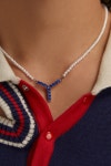 Y PROJECT Mini Y Necklace - Silver/Pearl/Sapphire - 와이 프로젝트 미니 와이 목걸이 - 실버/진주/사파이어 : 런던브로