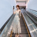 플라워 레니 플라워 원피스 여름 반팔 쉬폰 롱원피스 플레어 A라인 : 썸메모리